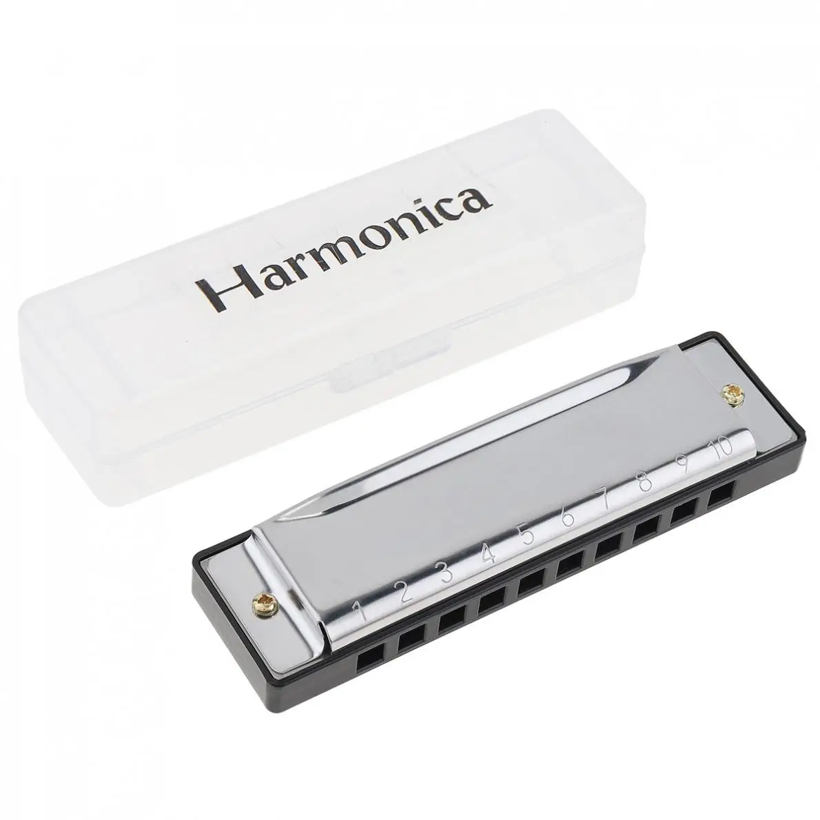 10 отверстий Блюз Губная гармошка музыкальный инструмент из нержавеющей стали