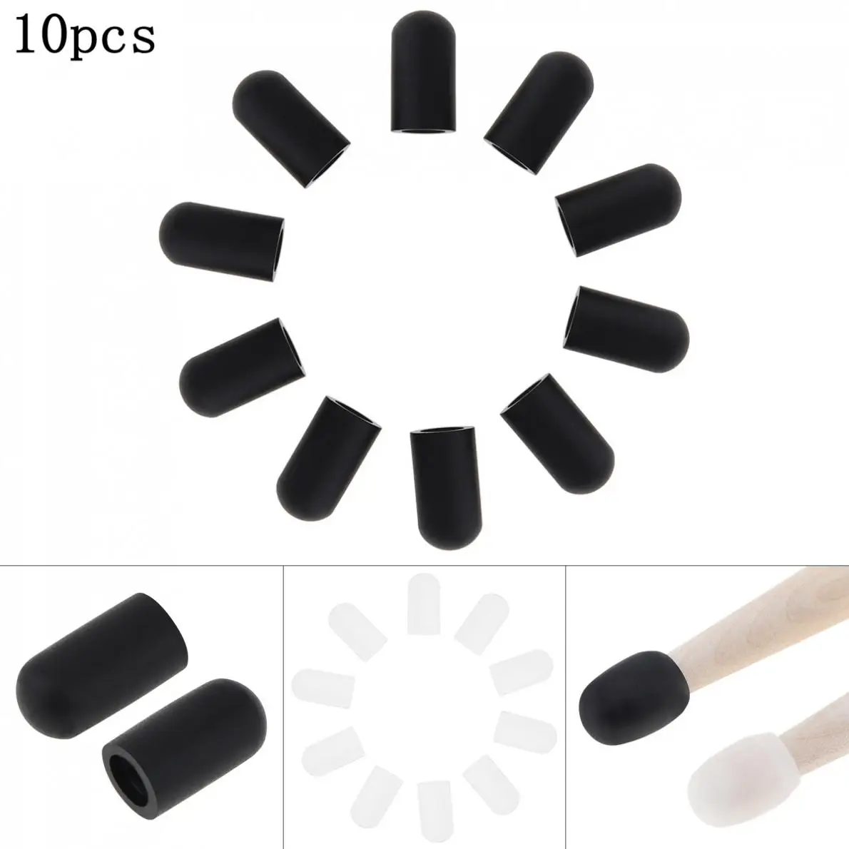 Drumstick Cap10pcs Silicone Drum Stick Sleeves Stick Head Protective Mute Cover Cap for Jazz Snare Electronic Dumb Drum Exercise