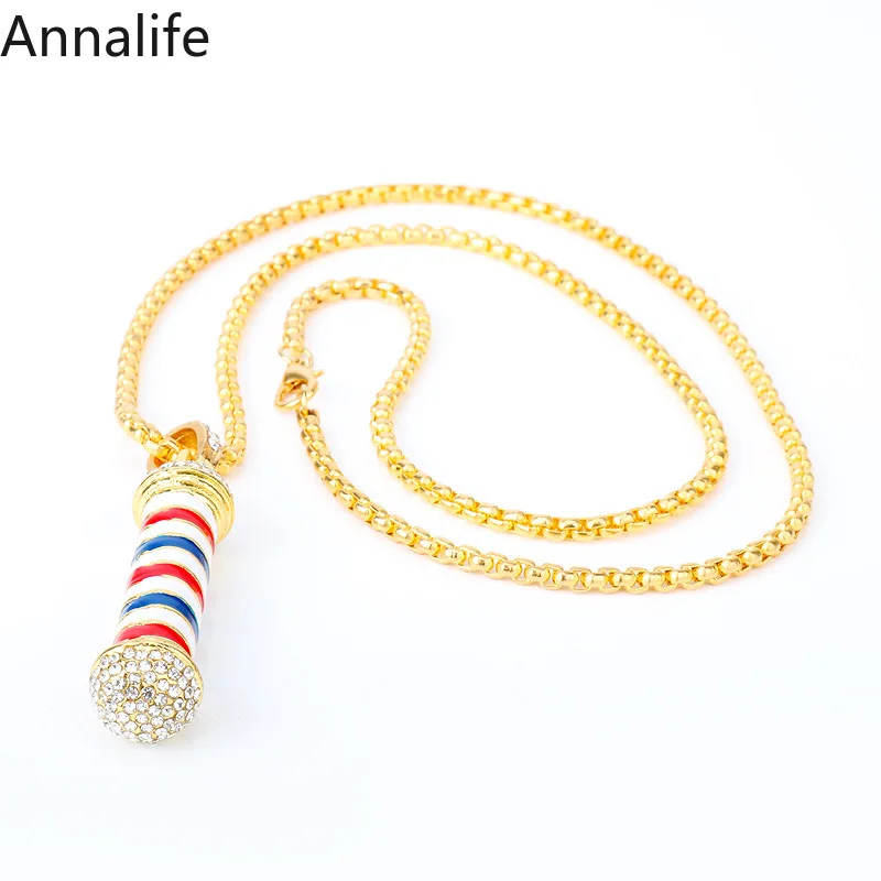 Новинка 2019 3D подвеска в виде парикмахерского столба стиле хип хоп ювелирные