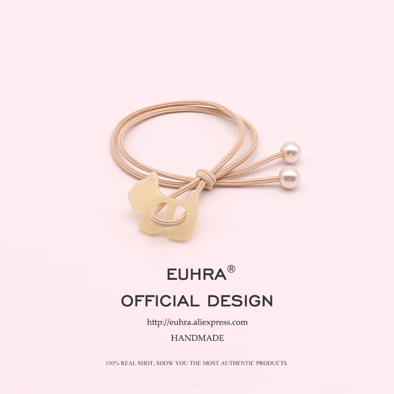 EUHRA 5 цветов Щенячий собака породы Шнауцер с жемчугом для девочек Женская эластичная резинка для волос Детская резинка высокая эластичность
