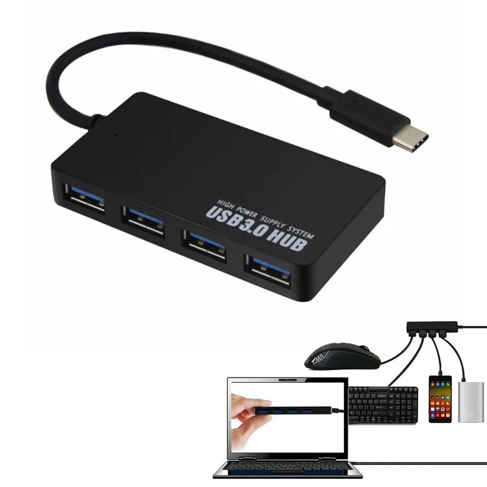 

Type C USB Hub 4 Port Ultra Slim USB 3.0 Hub OTG Adapter For Macbook PC Laptop