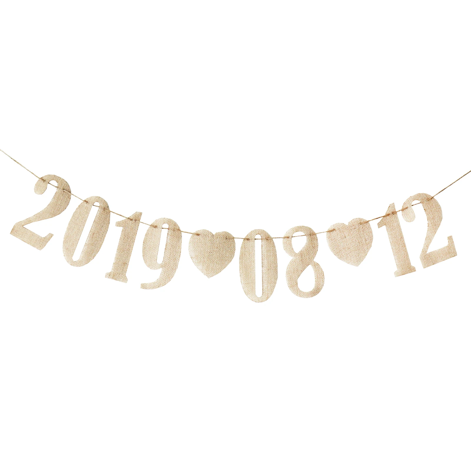 

Vintage Burlap Wedding Number Banner Background Jute Hessian 0-9 Numbers Bunting DIY Garland Home Birthday Party Festival Decor