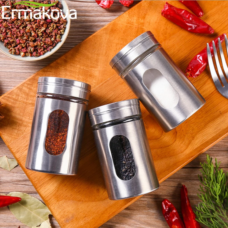 Шейкер ERMAKOVA для соли и перца распылитель приправы бутылка из нержавеющей стали