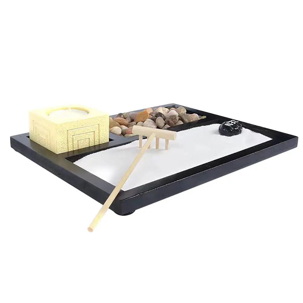 

Zen Garden Kit 8.5*6.9*0.4in Zen Desktop Sand Garden Kit For Desk Mini Table Zen Garden Decorations For Home Office Meditatio