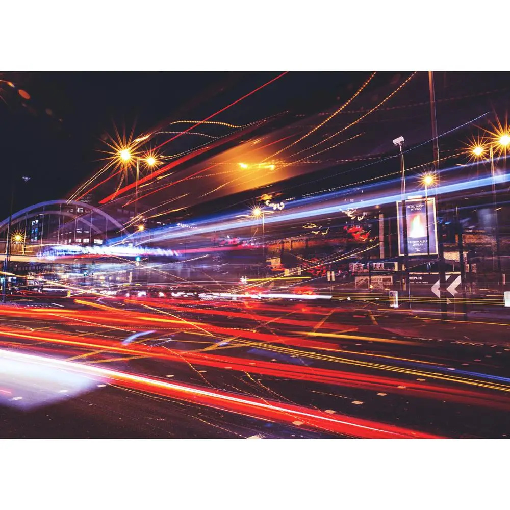 

Vinyl Custom Photography Backdrops Prop Small Bridge and City and Light Theme Photography Background JK20721