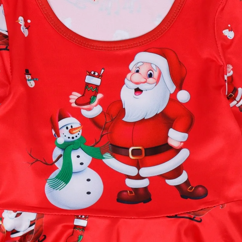 

New Baby Girl Dress Christmas Dress Teen Kids Girl Snow Man Santa Claus Cartoon Christmas Xmas Dress Clothes Vestido Girls Dress