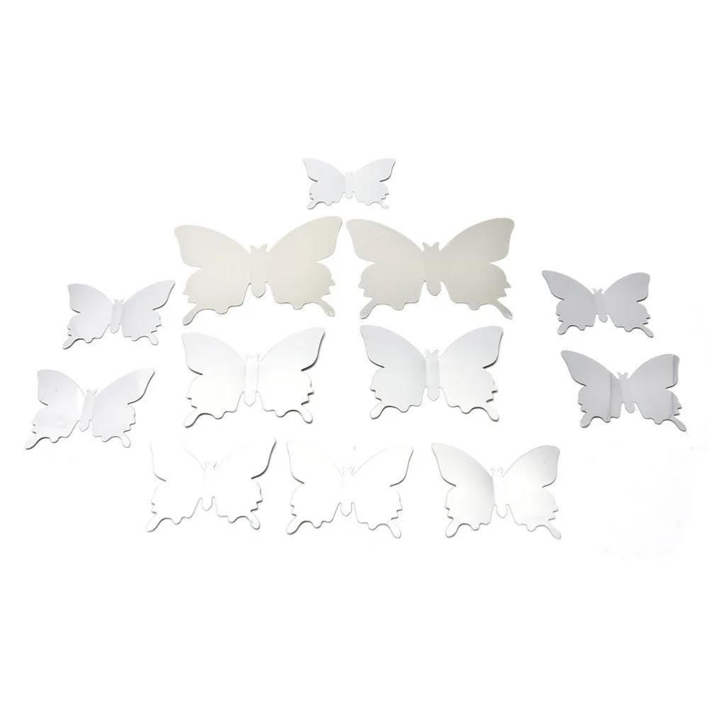 

12pcs/set Mirror Wall Stickers Decal Butterflies 3D Mirror Wall Art Home Decors Butterfly Fridge Wall Decal