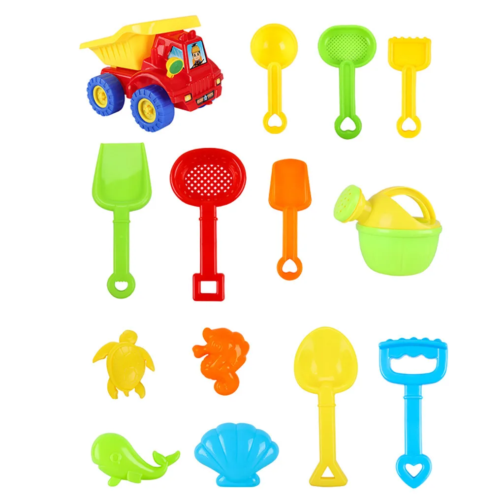 

20pcs Summer Silicone Soft Baby Beach Toys Kids Mesh Bag Bath Play Set Beach Party Cart Ducks Bucket Sand Molds Tool Water Game