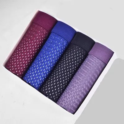 4pcs/Lot Men's Underwear Male Underpants Mesh U Convex Shorts Boxers Modal Men Boxer Briefs XL-3XL