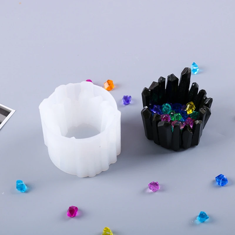 

DIY Crystal Epoxy Storage Box Resin Mold Candle Holder Ornament Silicone Mould