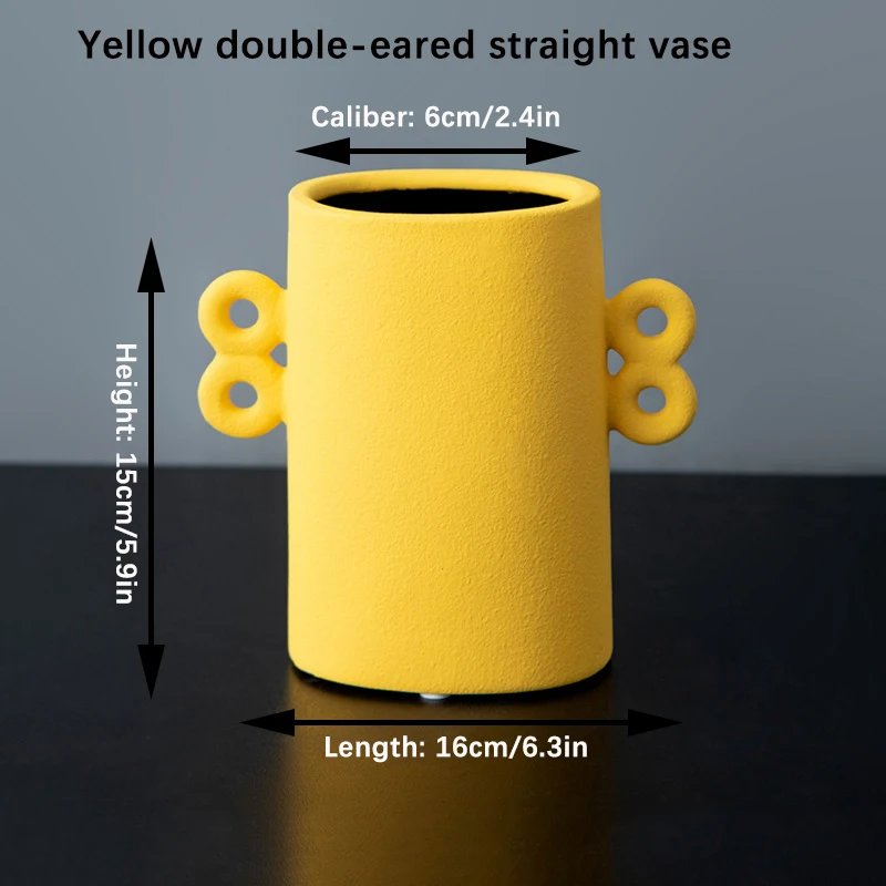 

Nordic Style Double Ear Ceramic Vase Modern Minimalist Decoration Living Room Table Soft Decoration Ceramic Vase Decoration