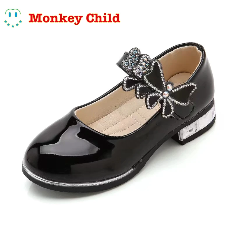 Girls Shoes White Wedding Bridal Princess Butterfly Mary Janes Kids Big Girl Low Heels Party 1-13y Lady shoes |
