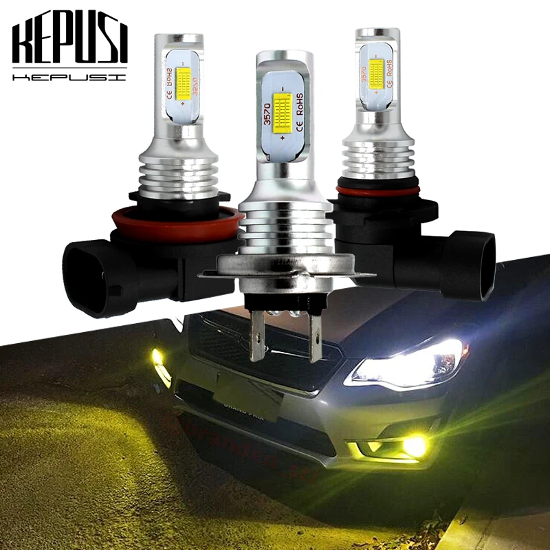 

2x H7 LED Car Fog Light Bulbs 1600LM 6000K White 3000K Golden Yellow H1 H3 H8 H9 H11 9006 HB4 Led Auto Lamp Driving Bulbs 12V 24