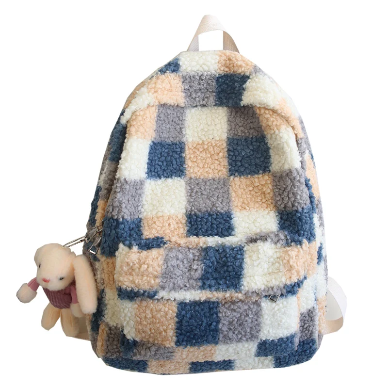 

Schoolbag Korean Junior High School Students Backpack High School Students Simple Wild Plush Backpack