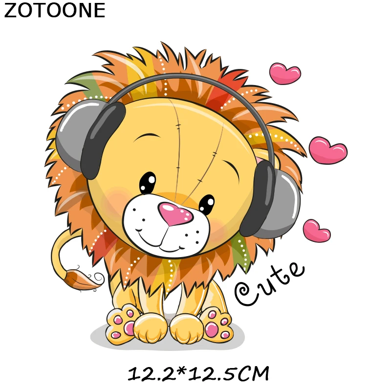 ZOTOONE Мультяшные нашивки с животными наклейка львами термоклейкие для одежды