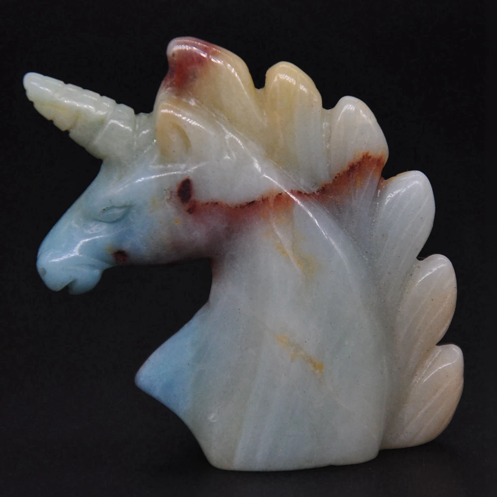 Статуя единорога 2 дюйма резной Натуральный Камень Амазонит восстанавливающий