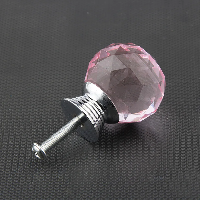 Pink 6 шт./лот Хрустальная ручка для мебели ручка для ящика Ручка для шкафа фурнитура Ручка 30 мм дверная ручка - Цвет: Pink