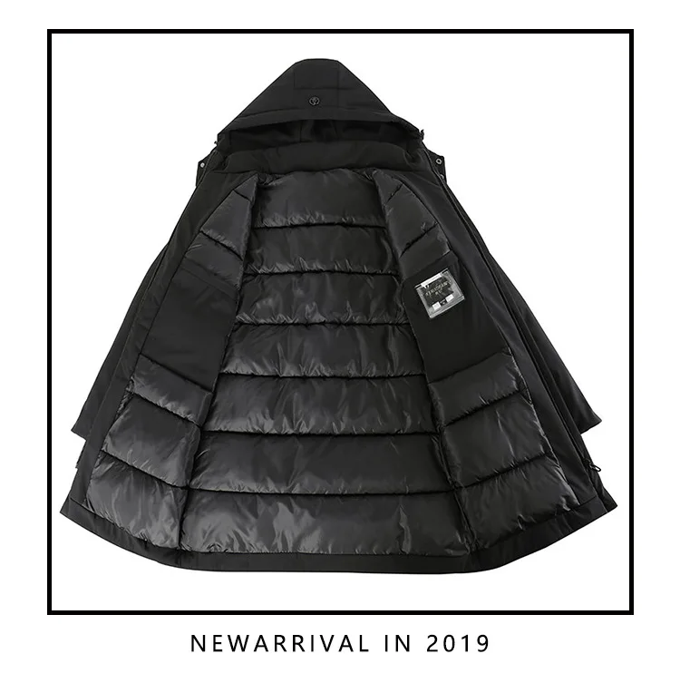 New Winter Down Jacket Male High Quality Waterproof Thick Warm Long Cotton Coat Male Detachable Cap Winter Parkas