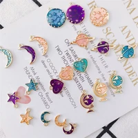 10pcslot star series star moon peach heart alloy dripping oil pendant diy earrings hand necklace accessories jewelry making