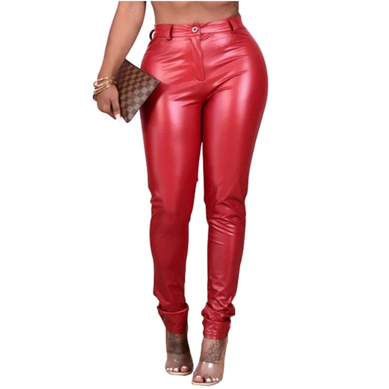 

Womens Sexy Solid Color PU Leather Pants