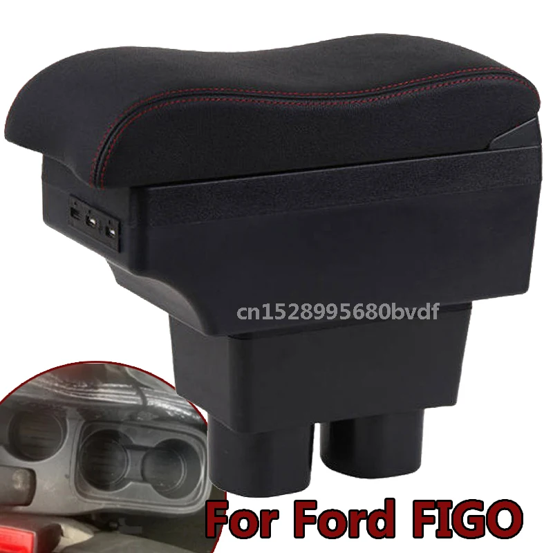 

Подлокотник для Ford Figo, центральный контейнер для хранения с подстаканником и пепельницей, с USB-интерфейсом