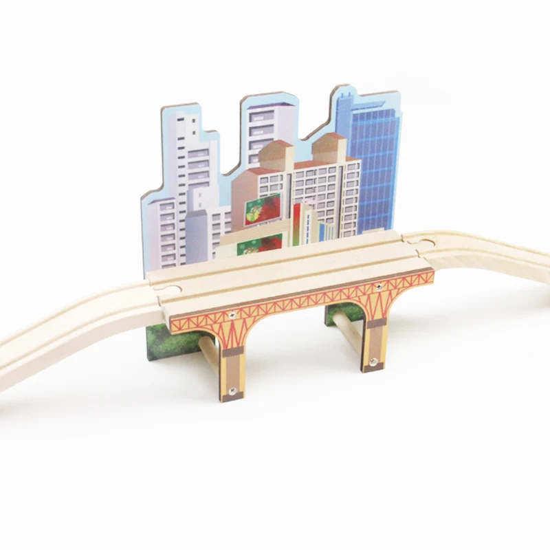 Для магнитных вагончиков деревянная сцена трек аксессуары пещера Viaduct парковка фартук совместимый бренд деревянная дорожка