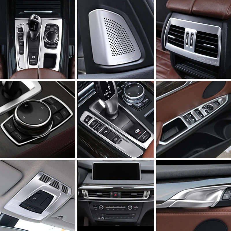 

Для BMW X5 X6 F15 F16 интерьерная центральная консоль переключение передач кондиционер CD панель светильник для чтения крышка отделка стикер аксес...