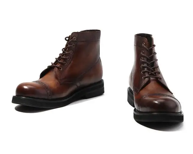 Модные мужские ботильоны из воловьей кожи на шнуровке 2 цвета модельные туфли