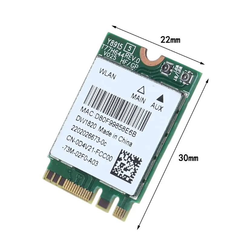Для Dell Wireless 1820 DW1820 WLAN WiFi 802.11AC + BT 4 1 M.2 WIFI карта D4V21|Сетевые карты| |