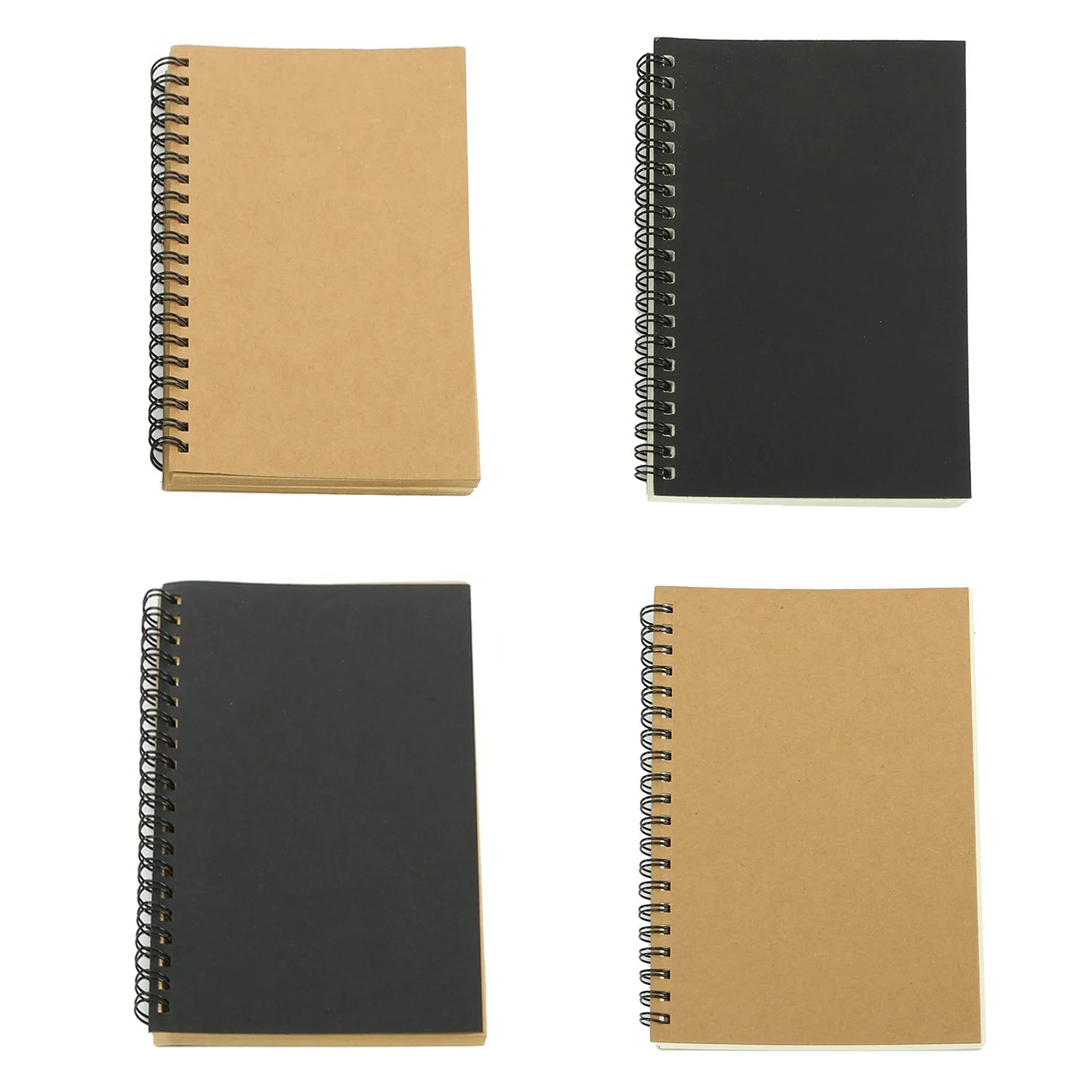 

Retro Kraft Coil Sketch Sketchbooks Blank Notebook Creative Notebook School Stationery(Black And White)