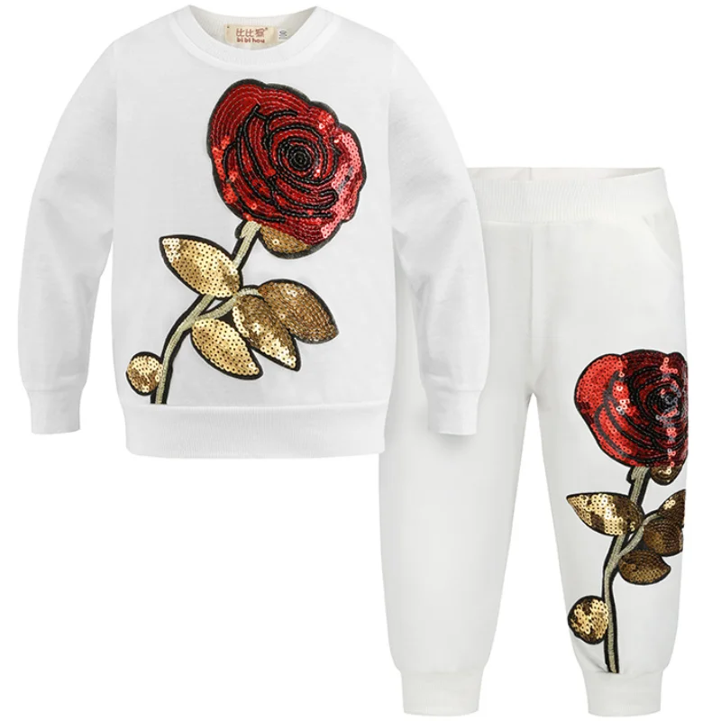 Детская одежда спортивный комплект из двух предметов для девочек с блестками