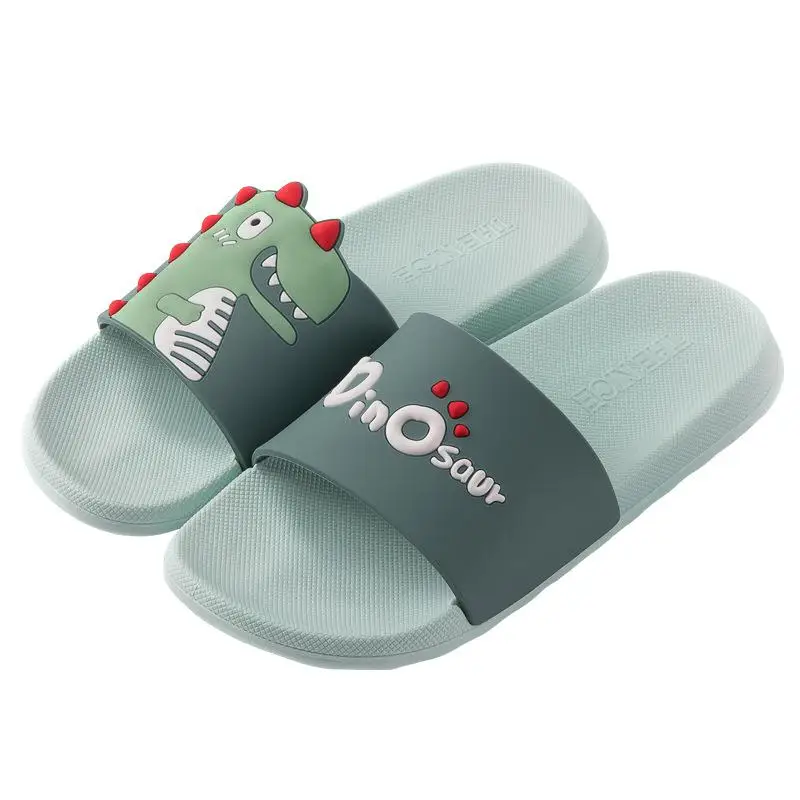 

Summer Women Home Slippers Cute Cartoon Dinosaur Thick Bottom Beach Slides Bathroom ladies Slide Sandals Men Couple House Shoes