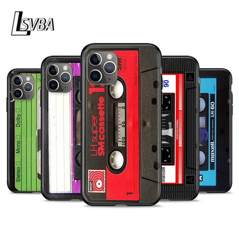 

Classical Cassette Tape Shockproof Cover For Apple iPhone 12 11 SE XS XR X 7 8 6 5 S mini Plus Pro MAX 2020 Black Phone Case