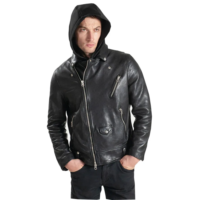 

Winter Warm Classic Sheepskin Jackets Men's Genuine Leather Jacket Biker Handsome Coat Casual Tanning Skin Clothes