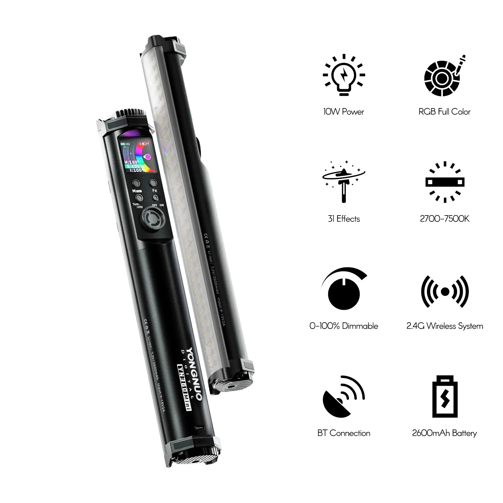 YONGNUO YN360Mini Ручной светильник RGB Полноцветный светодиодный для видеосъемки 2700K-7500K