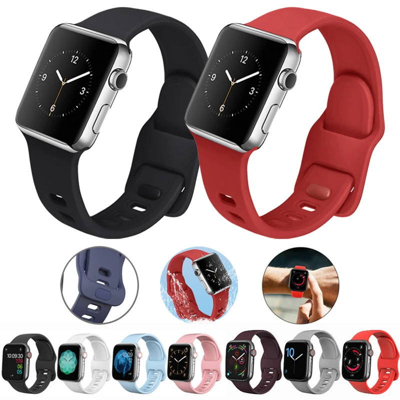 

Sport Silicone Bands for Apple Watch 6 5 4 3 Strap SE 38 42mm Loop for IWatch Series 4 5 6 Band 44 40mm Belt Bracelet Accessorie