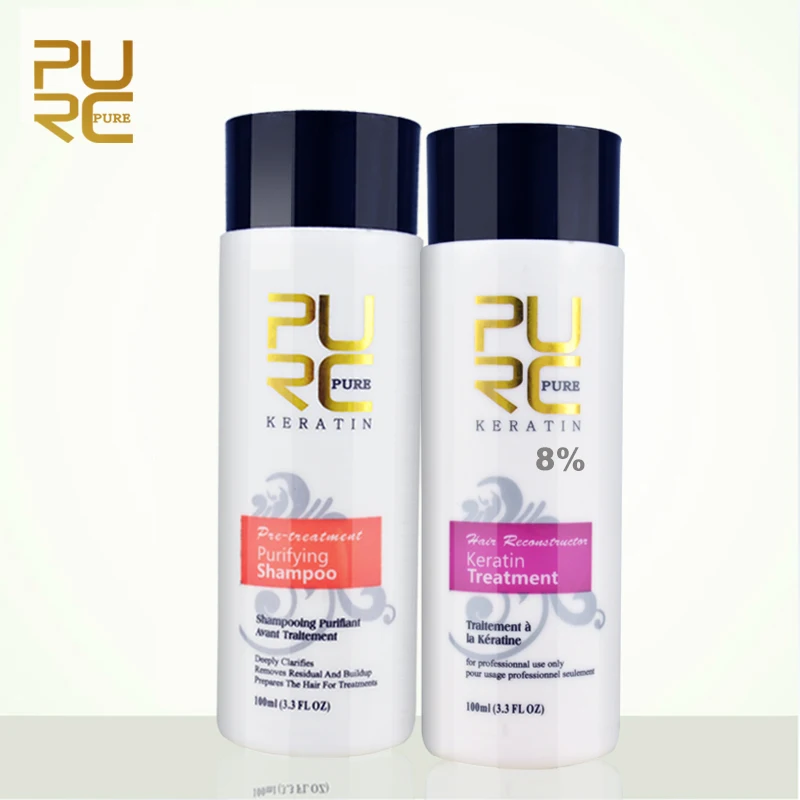 

PURC 8% Keratin Treatment Formaldehyde And Purifying Shampoo Set Damaged Hair Treatment Best Hair Care Products