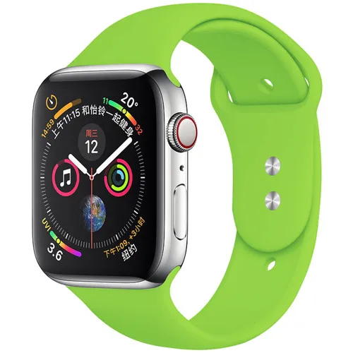green 23 Спортивный ремешок для Apple Watch ремешок 44 мм 40 4 3 iwatch ремешок 42 мм 38 мм силиконовый pulseira ремешок для часов Браслет Apple watch 5 ремешок 44 мм - Цвет ремешка: green 23