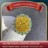 15 claridyne diamond cut yellow high carbon diamond ring d 925 silver plated platinum anniversary gift
