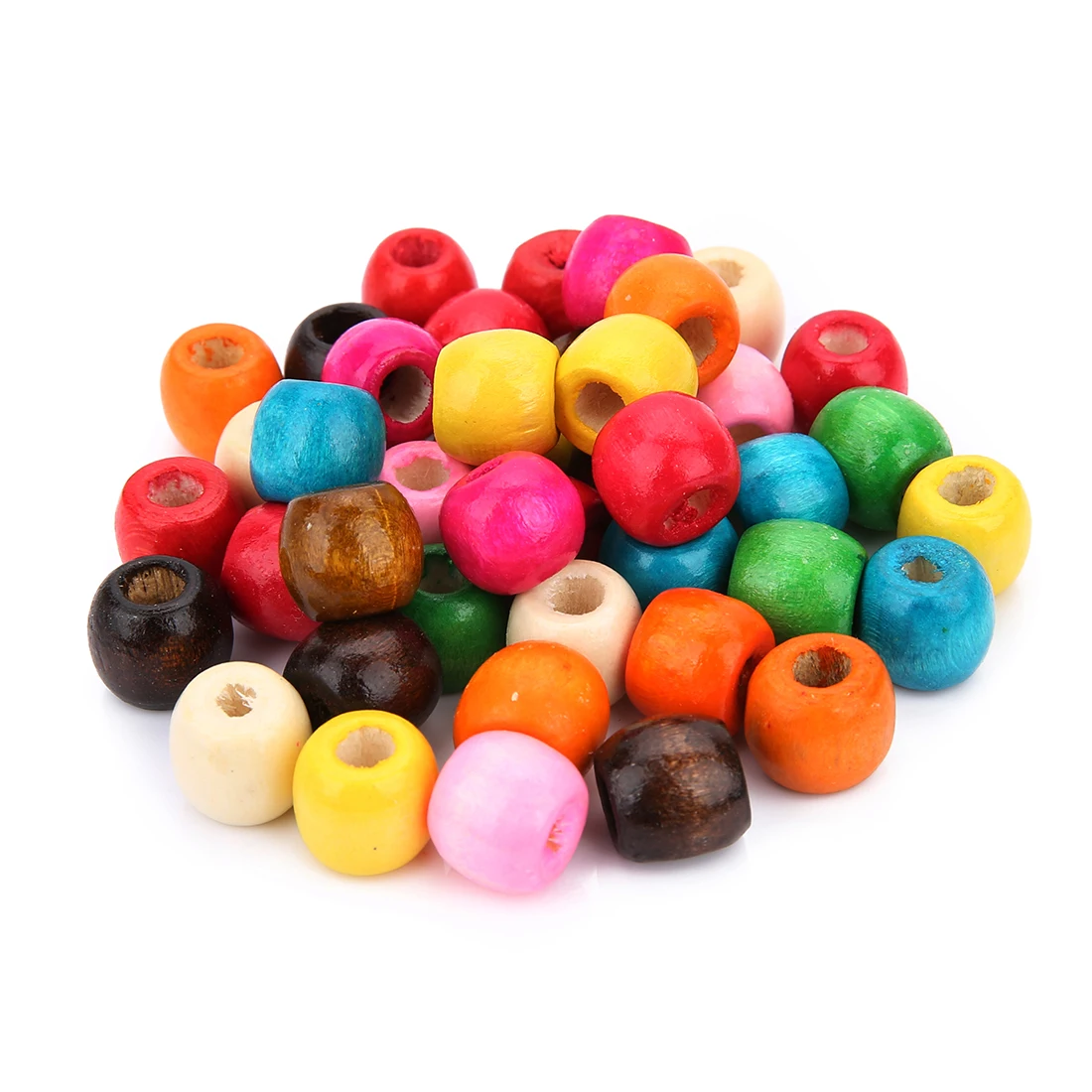 

200pcs/lot 11*12.5mm 5mm Big Hole Wood Beads Round Spacer Loose Bead for DIY Bracelet Jewelry Making Accessories