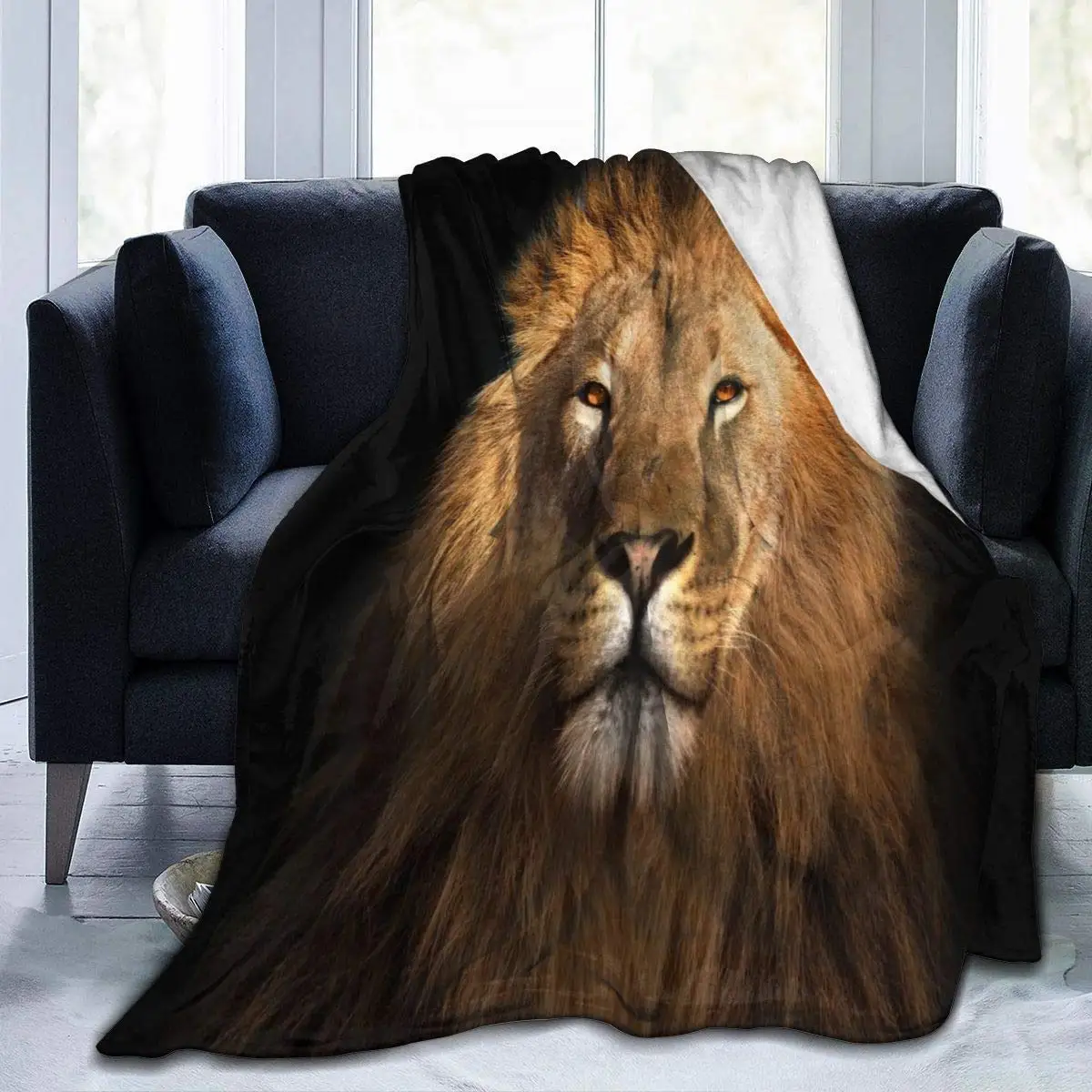 

Lion King Throw Blanket for Couch All Seasons Suitable Fuzzy Bed Blankets Printed