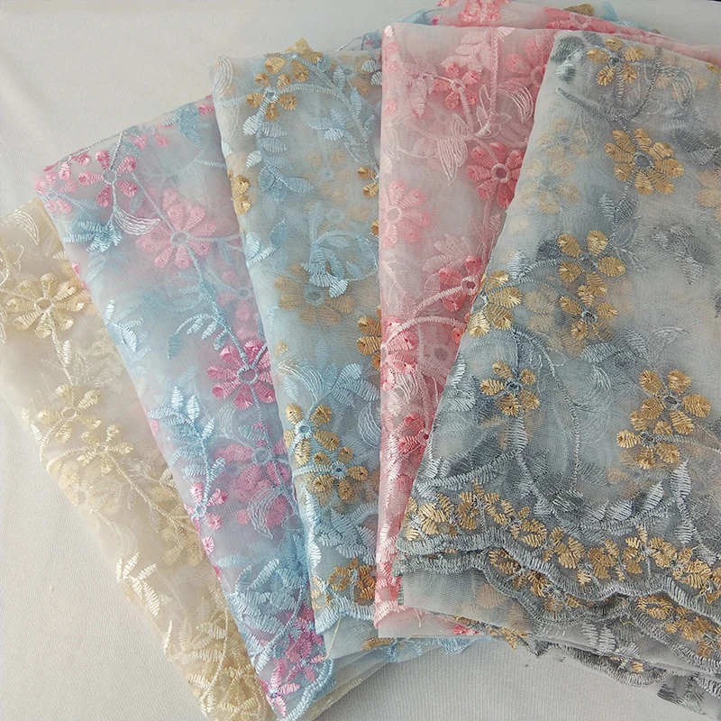 

1yard New polyester embroidered flower mesh lace fabric diy high-end evening dress skirt cheongsam material