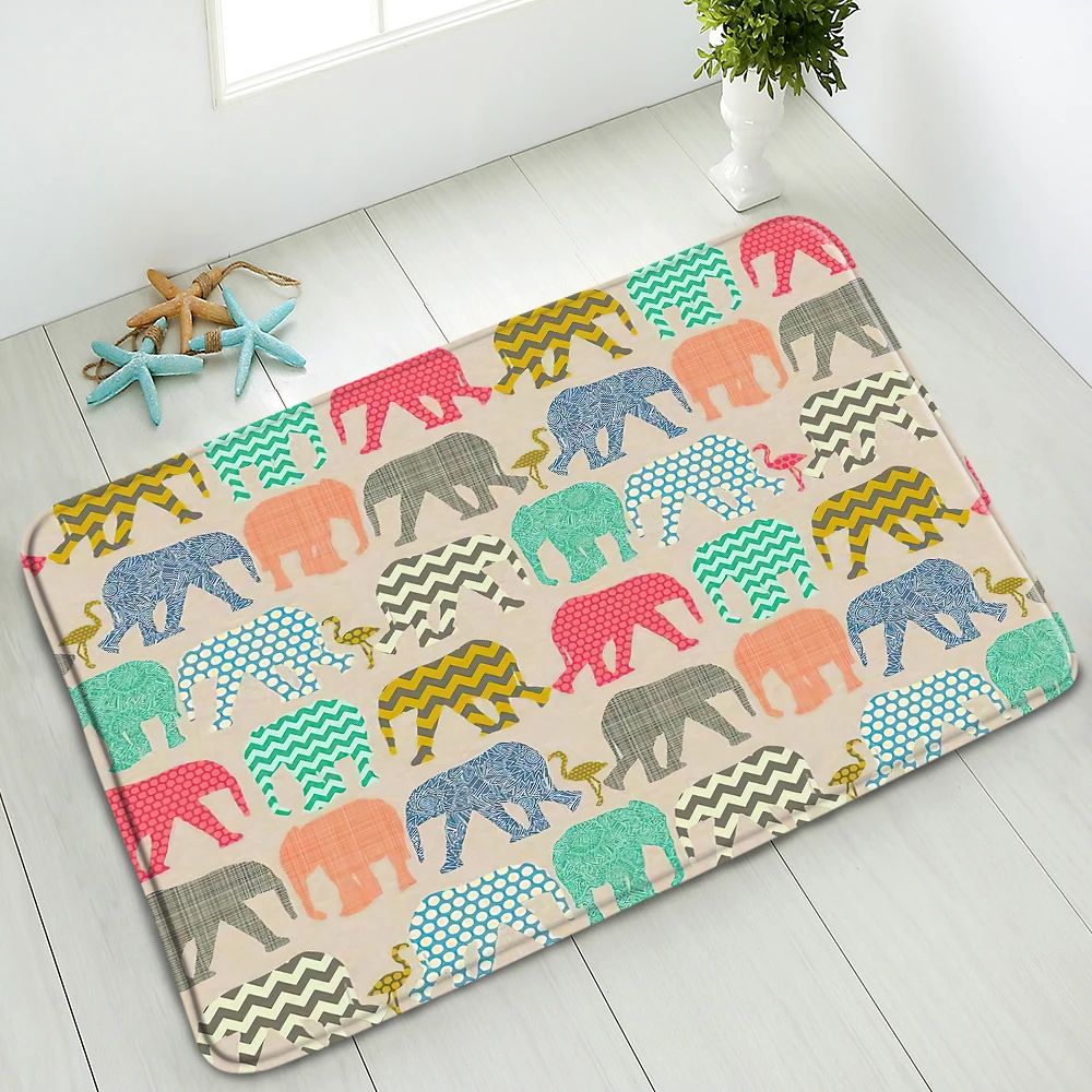 

Cartoon Animals Bath Mat Cat Elephant Alpaca Non-Slip Floor Mats Bedroom Kitchen Interior Doormat Absorbent Home Carpet Washable