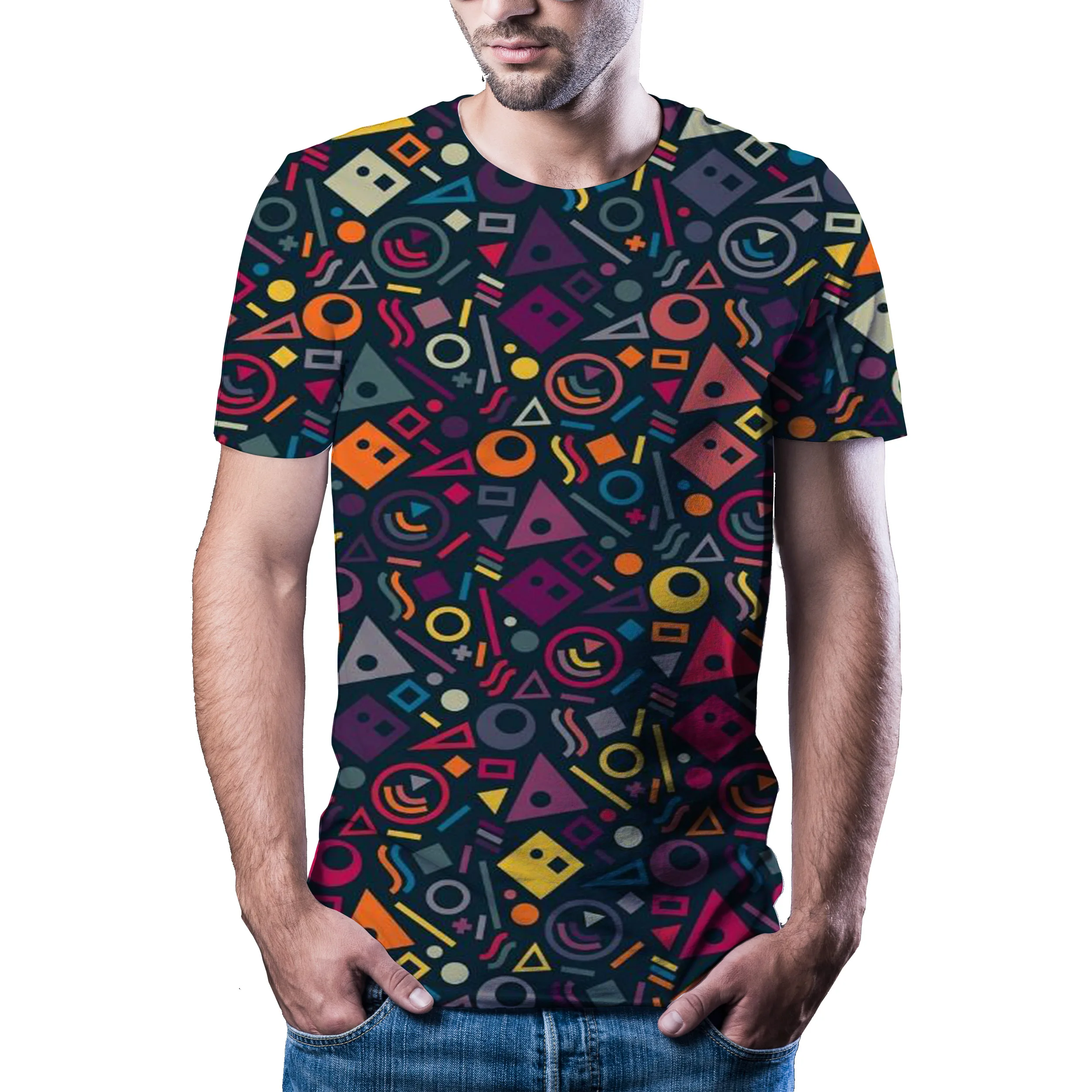 Мужская футболка с 3D принтом Модный пуловер натуральным рисунком и круглым