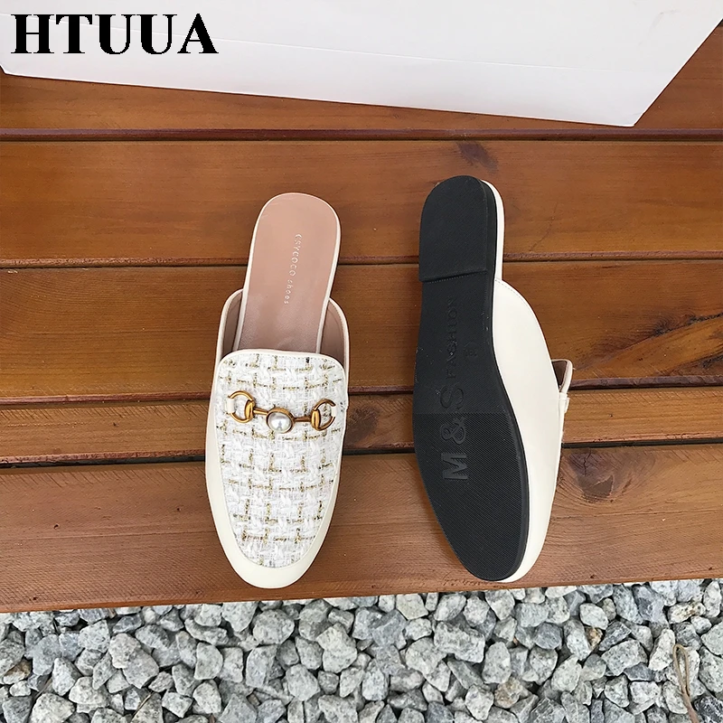 HTUUA/2019 женские сабо балетки на плоской подошве Лоферы без застежки модные