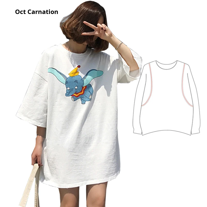 Маленький и принтом слон для большого размера с коротким рукавом беременных