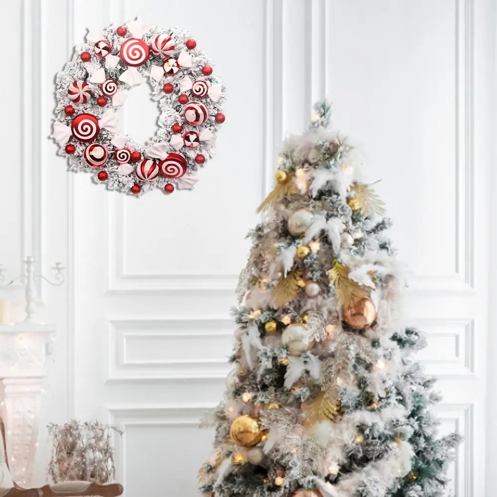 

40cm Christmas Wreath Front Door Candy Wreath Home Holiday Ornament Christmas Door Decoration For Home Hanging Decoration