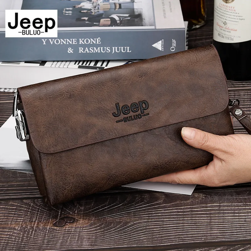 jeep buluo brand pu leather clutch bag in three colors new style mens wallet long card bag mens wallet zipper large capac free global shipping