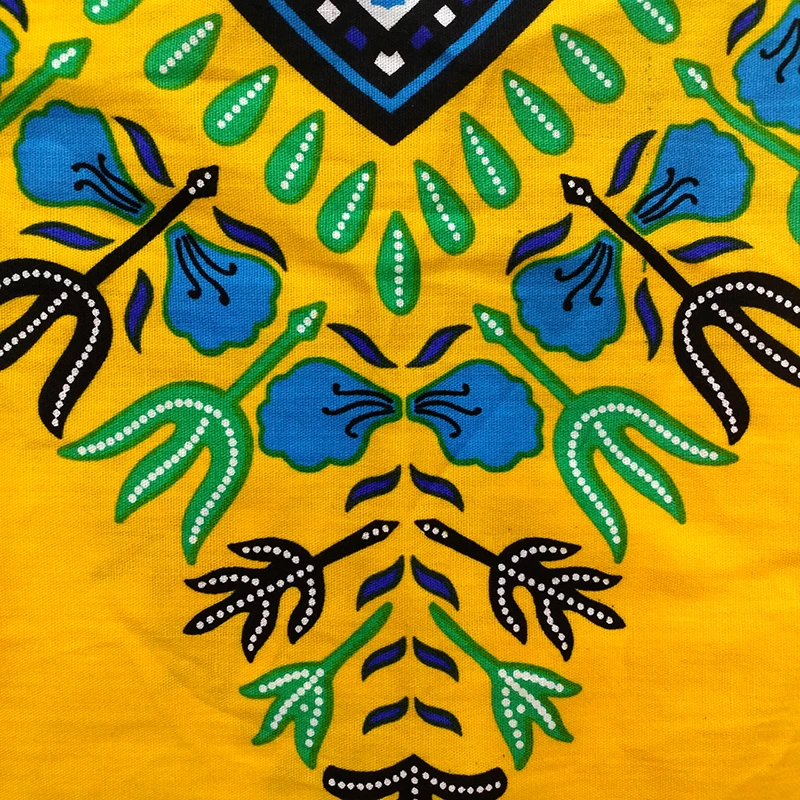 Желтое 100% хлопковое платье Afrian Dashiki с традиционным рисунком длинные платья