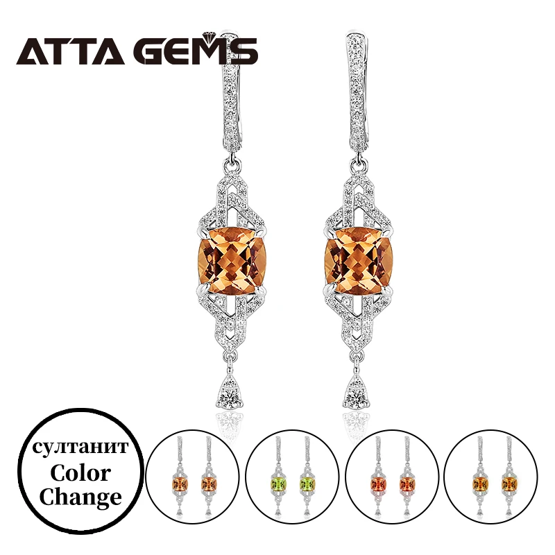 Женские серьги капельки из стерлингового серебра с зултанитом 3